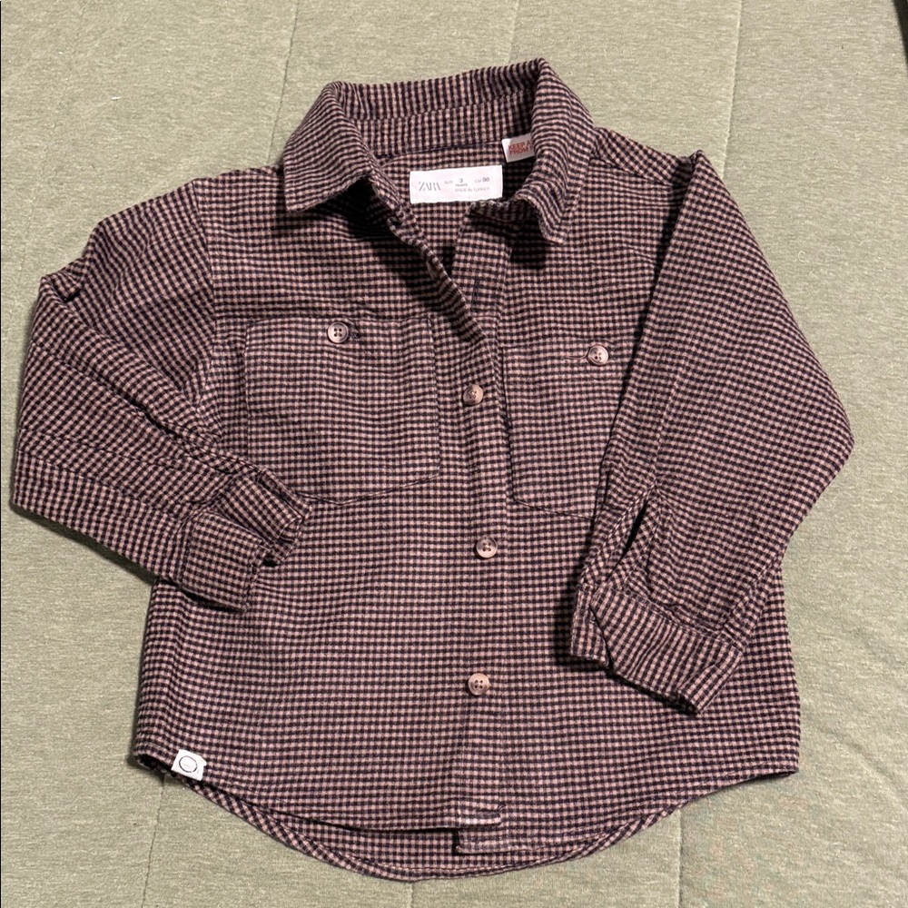 Zara Kids Plaid Button-Down Shirt 3T